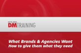 What Brands & Agencies Want How to give them what they need.