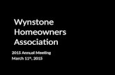 2015 Annual Meeting March 11 th, 2015 Wynstone Homeowners Association.