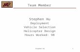 Stephen Hu Deployment Vehicle Selection Helicopter Design Hours Worked: 98 1 Team Member Stephen Hu.
