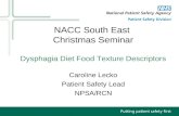 NACC South East Christmas Seminar Dysphagia Diet Food Texture Descriptors Caroline Lecko Patient Safety Lead NPSA/RCN.