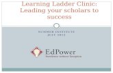 SUMMER INSTITUTE JULY 2012 Learning Ladder Clinic: Leading your scholars to success.