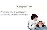 1 Chapter 16 Precipitation Equilibrium Solubility Product Principle.