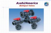 Asahi/America Multiport Valves. Asahi/America Molded Body Union connection on all three ports Multiport Valves ½” - 4”PVC, CPVC, PP, PVDF.