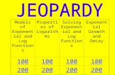 Models of Exponential and Log Functions Properties of Logarithms Solving Exponential and Log Functions Exponential Growth and Decay 100 200 300 400 500.