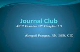 APIC Greater NY Chapter 13 Abegail Pangan, RN, BSN, CIC.