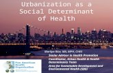Urbanization as a Social Determinant of Health Marilyn Rice, MA, MPH, CHES Senior Advisor in Health Promotion Coordinator, Urban Health & Health Determinants.