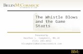 The Whistle Blows and the Game Starts Presented by Heather L. Campbell, RN,JD (515) 283-4652 hlcampbell@belinmccormick.com.