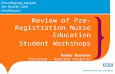 Review of Pre-Registration Nurse Education Student Workshops Kathy Branson Director – Special Projects Health Education East of England.