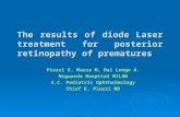 The results of diode Laser treatment for posterior retinopathy of prematures Piozzi E. Mazza M. Del Longo A. Niguarda Hospital MILAN S.C. Pediatric Ophthalmology.