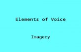 Elements of Voice Imagery. A verbal representation of a sensory experience, often other than sight. In other words: using words to describe what often.