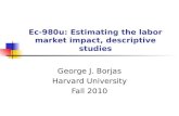 Ec-980u: Estimating the labor market impact, descriptive studies George J. Borjas Harvard University Fall 2010.
