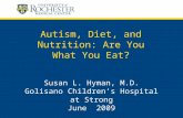 Autism, Diet, and Nutrition: Are You What You Eat? Susan L. Hyman, M.D. Golisano Children’s Hospital at Strong June 2009.