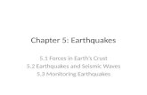 Chapter 5: Earthquakes 5.1 Forces in Earth’s Crust 5.2 Earthquakes and Seismic Waves 5.3 Monitoring Earthquakes.