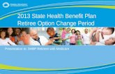 0 Presentation to: SHBP Retirees with Medicare 2013 State Health Benefit Plan Retiree Option Change Period.
