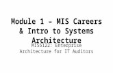 Module 1 – MIS Careers & Intro to Systems Architecture MIS5122: Enterprise Architecture for IT Auditors.