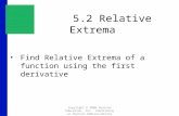 5.2 Relative Extrema Find Relative Extrema of a function using the first derivative Copyright © 2008 Pearson Education, Inc. Publishing as Pearson Addison-