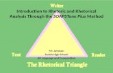 Introduction to Rhetoric and Rhetorical Analysis Through the SOAPSTone Plus Method Mr. Johnson Austin High School AP Language and Composition.