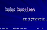 1 -Types of Redox Reactions - Balancing Redox Reactions Mr. ShieldsRegents Chemistry U14 L02.