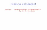 Reading assignment Handout: Understanding Thermodynamics By H. C. Van Ness.