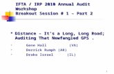 1 IFTA / IRP 2010 Annual Audit Workshop Breakout Session # 1 – Part 2 Distance – It’s a Long, Long Road; Auditing That Newfangled GPS. Distance – It’s.