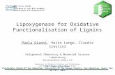 Lipoxygenase for Oxidative Functionalisation of Lignins Paola Giannì, Heiko Lange, Claudia Crestini Polyphenol Chemistry & Material Science Laboratory.