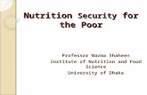 Nutrition Security for the Poor Professor Nazma Shaheen Institute of Nutrition and Food Science University of Dhaka.