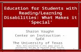 1 Sharon Vaughn Center on Instruction -SpEd The University of Texas Note: Data presented in this power point is preliminary and may be adjusted after further.