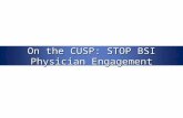 On the CUSP: STOP BSI Physician Engagement. Immersion Call Overview 1.Project overview 2.Science of Improving Patient Safety 3.Eliminating CLABSI 4.The.