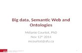Big data, Semantic Web and Ontologies Mélanie Courtot, PhD Nov 12 th 2014 mcourtot@sfu.ca 1.