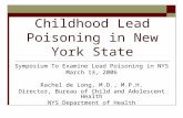 Childhood Lead Poisoning in New York State Symposium To Examine Lead Poisoning in NYS March 13, 2006 Rachel de Long, M.D., M.P.H. Director, Bureau of Child.