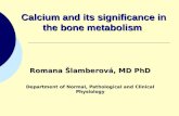 Calcium and its significance in the bone metabolism Romana Šlamberová, MD PhD Department of Normal, Pathological and Clinical Physiology.