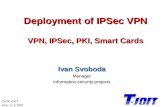 CATE-IDET Brno 11.5.2001 Deployment of IPSec VPN VPN, IPSec, PKI, Smart Cards Ivan Svoboda Manager Information security projects.