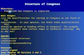 Structure of Congress Objective: Understand how Congress is organized Bell Ringer: List the qualifications for serving in Congress as set forth in the.