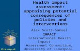 Ihia.org.uk Health impact assessment: appraising potential consequences of policies and interventions Alex Scott-Samuel IMPACT International Health Impact.
