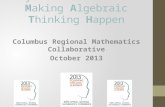 Beyond X's and Y's: Making Algebraic Thinking Happen Columbus Regional Mathematics Collaborative October 2013.