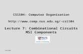 CS1104: Computer Organisation cs1104 Lecture 7: Combinational Circuits MSI Components cs1104.