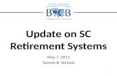 Update on SC Retirement Systems 1 May 7, 2012 Tammy B. Nichols.