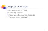 1 Chapter Overview Understanding DNS Creating Zones Managing Resource Records Troubleshooting DNS.