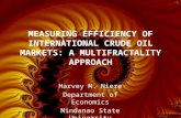 MEASURING EFFICIENCY OF INTERNATIONAL CRUDE OIL MARKETS: A MULTIFRACTALITY APPROACH Harvey M. Niere Department of Economics Mindanao State University Philippines.