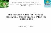 RCM ROCKWELL DISTRICT TEAM VISIT ACCI, Palma St. corner Rockwell Drive Makati CIty The Rotary Club of Makati Rockwell Operational Plan RY 2012-2013 June.