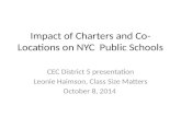 Impact of Charters and Co- Locations on NYC Public Schools CEC District 5 presentation Leonie Haimson, Class Size Matters October 8, 2014.