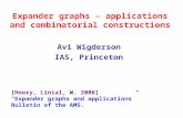 Expander graphs – applications and combinatorial constructions Avi Wigderson IAS, Princeton [Hoory, Linial, W. 2006] “Expander graphs and applications”