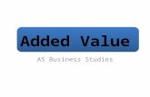 Added Value AS Business Studies. Aims and Objectives Aim: Understand Added Value Objectives: Define Added Value Calculate added value Analyse methods