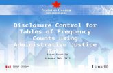 1 Sarah Franklin October 30 th, 2013 Disclosure Control for Tables of Frequency Counts using Administrative Justice Data.