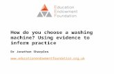 How do you choose a washing machine? Using evidence to inform practice Dr Jonathan Sharples .