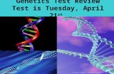 Genetics Test Review Test is Tuesday, April 21 st.