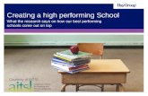 Creating a high performing School What the research says on how our best performing schools come out on top Courtesy of AITSL.