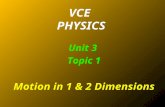 VCE PHYSICS Unit 3 Topic 1 Motion in 1 & 2 Dimensions.