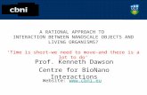 Prof. Kenneth Dawson Centre for BioNano Interactions Website:  A RATIONAL APPROACH TO INTERACTION BETWEEN NANOSCALE OBJECTS AND LIVING.