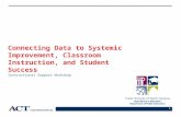 1 Connecting Data to Systemic Improvement, Classroom Instruction, and Student Success Instructional Support Workshop